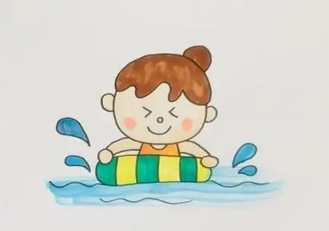 女孩游泳简笔画儿童画怎么画