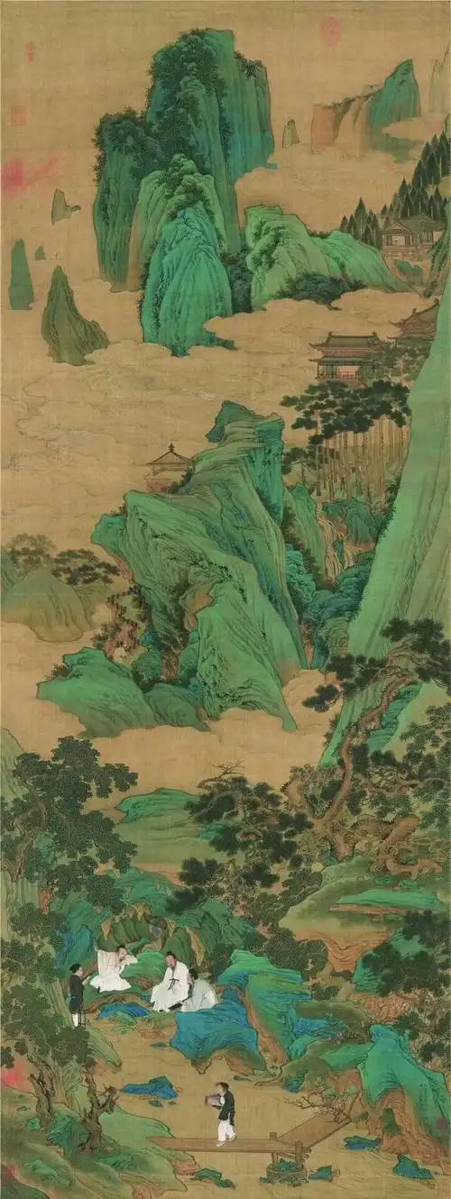 中国传统青绿山水画历史悠久,魏晋南北朝时期,作为人物画背景出现的