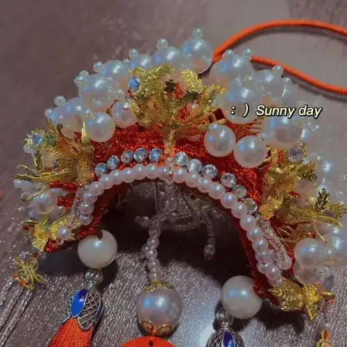 手工编织状元帽凤冠霞帔头饰车挂件diy