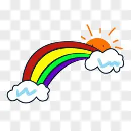 卡通扁平彩虹手绘插画元素