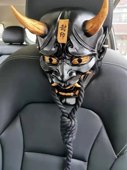 日式和风cosplay般若面具树脂玻璃钢恐怖浮世绘挂件纹身店摆件 黑色