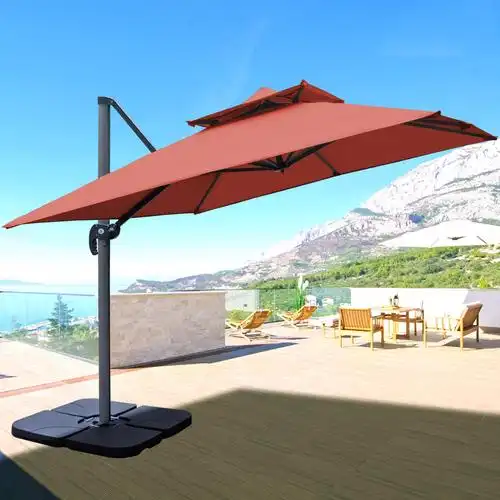 户外遮阳伞双层顶罗马伞室外遮阳伞花园别墅楼顶咖啡吧岗亭休闲伞-mc