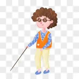 卡通手绘盲人和导盲犬素材pngpsd卡通手绘小孩帮助盲人过马路元素png