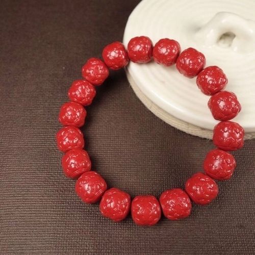 新品帝王砂天然朱砂手链莲花底叶女士手链最新款时尚手串