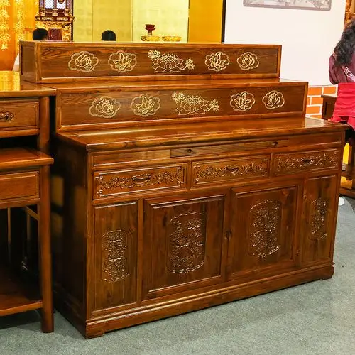 藏式实木樟木三层供桌佛桌佛台供台神台神桌供桌