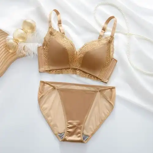 新款美背蕾丝无钢圈少女内衣套装胸罩bra聚拢小胸显大调整型文胸