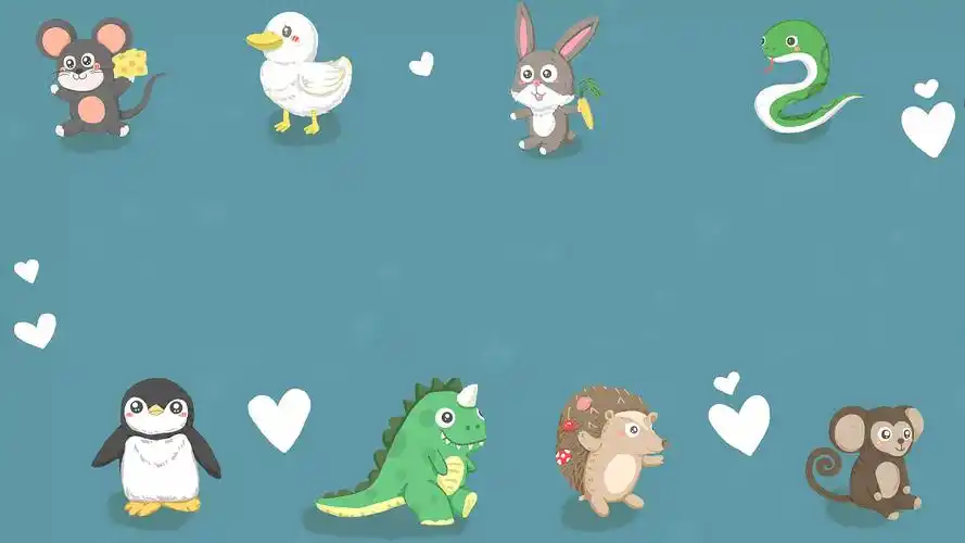 绿色卡通可爱手绘世界动物日小动物插画背景mp4卡通动物背景