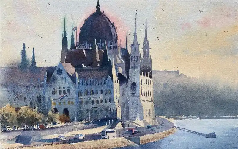 【水彩过程】浪漫城堡