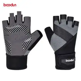 boodun健身手套男器械训练防起茧运动手套带护腕防滑半指单杠手套