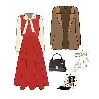 手绘卡通衣服服装搭配原创插画海报服装配饰