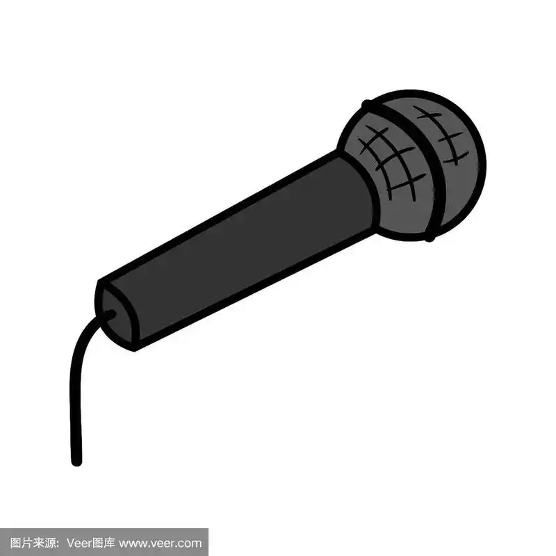 卡通孤立麦克风矢量插图