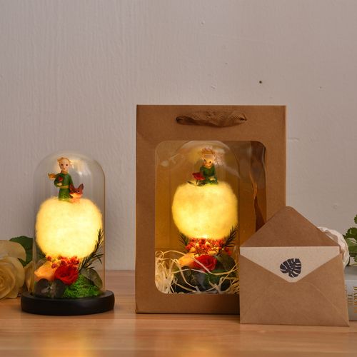 小王子永生玫瑰花系列女友闺蜜情人节真干花束玻璃罩永生花