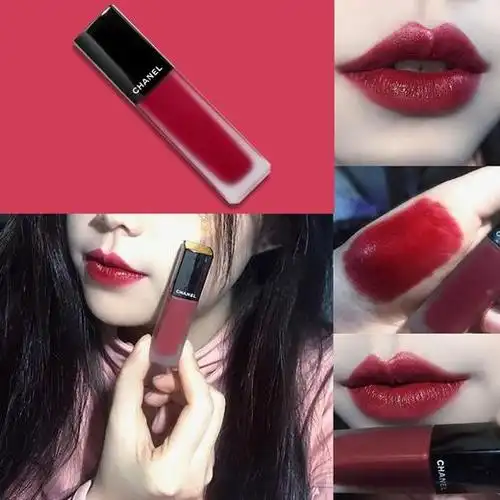 香奈儿chanel炫亮魅力印记唇釉6ml丝绒雾面短管口红196新款豆沙色