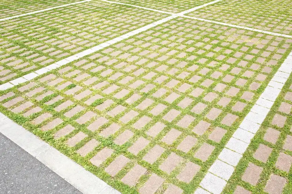 绿色停车场,室外停车场特写背景.绿色停车场