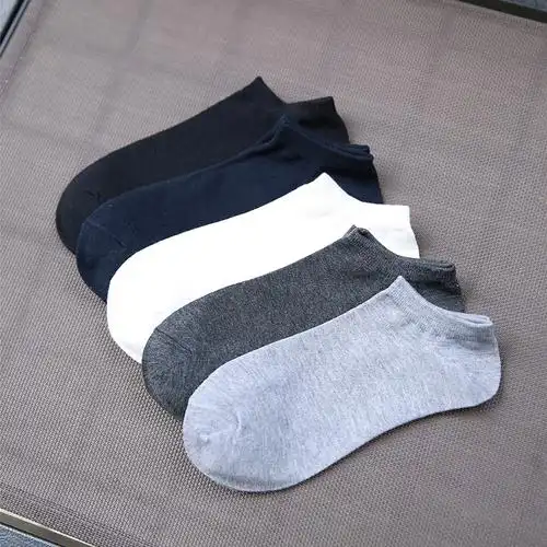 袜子男 短袜黑色_夏天的袜子男短袜素色祙子黑色灰色薄款棉袜短筒低帮