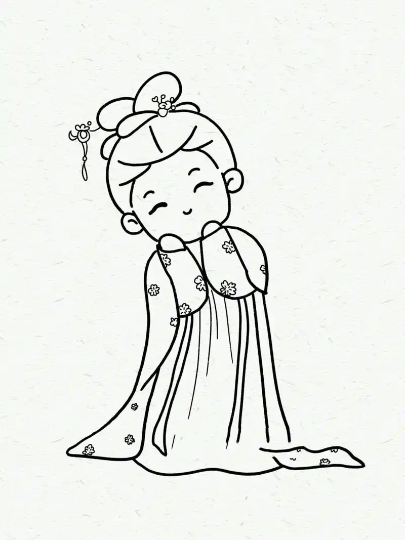 简笔画|古风少女卡通小女孩手帐人物小姐姐 临爱画画的橙子 坚持