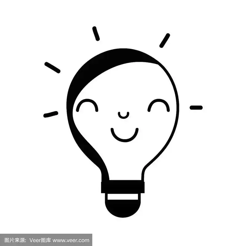 轮廓卡哇伊可爱快乐的灯泡想法