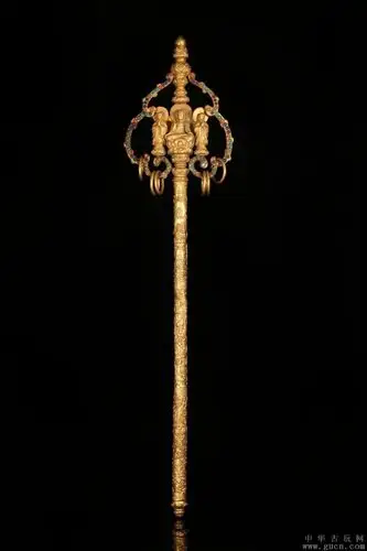 十七世纪铜鎏金禅杖