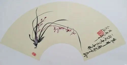 国画仿古扇面兰花小品《香正好》