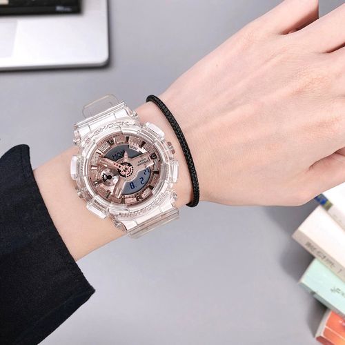 热销手表女 卡西欧 玫瑰金_卡西欧透明玫瑰金g-shock系列运动手表女士