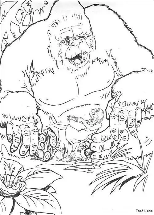 金刚涂色-简笔画图片-儿童资源网手机版金刚简笔画图片4大猩猩图片简