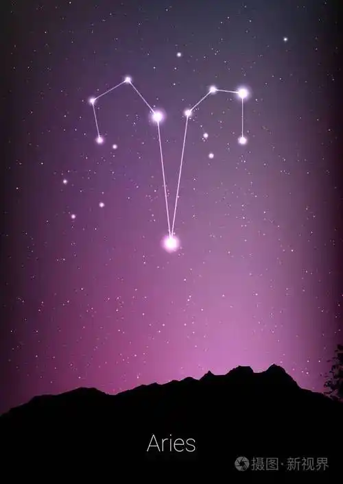 白羊座星座星座在深波斯菊背景.卡设计