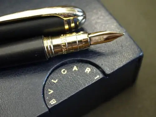bulgari/bvlgari fountain pen - original box - 18k solid gold nib