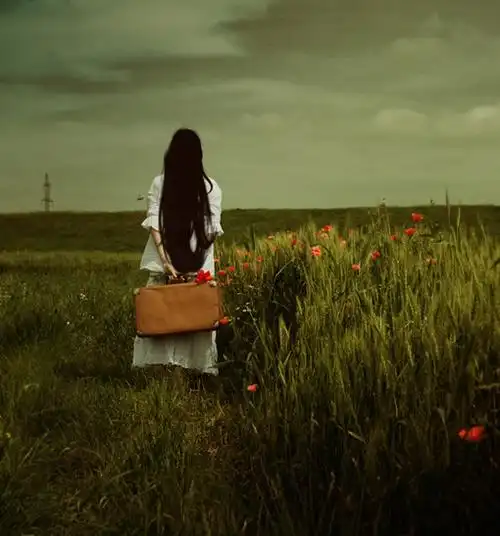 欧美女生提着行李箱复古图片