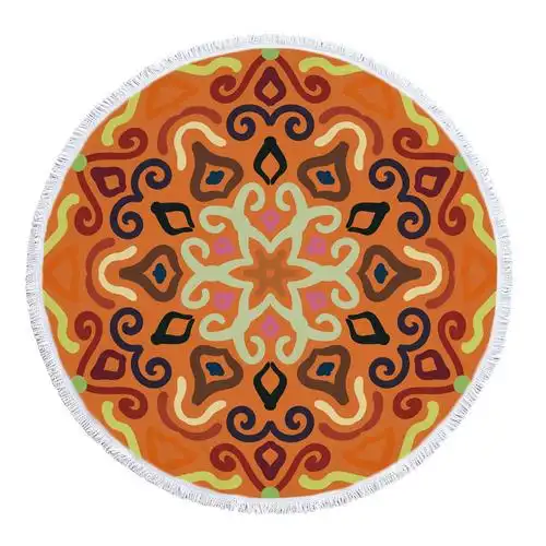 新款欧美圆形印花沙滩巾波西米亚花纹浴巾数码印花厂家直销定制