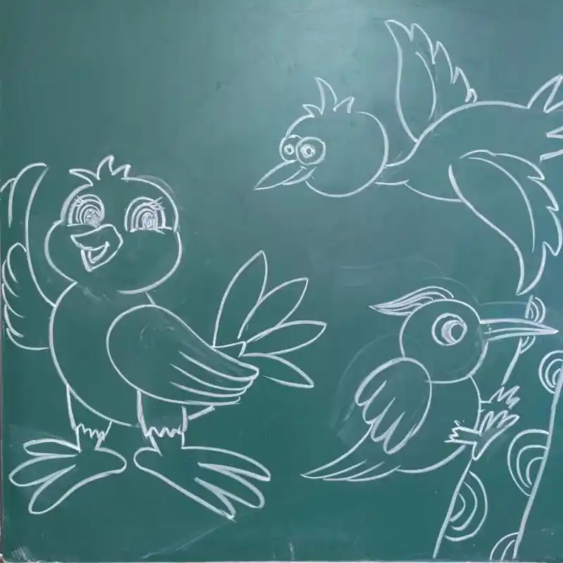 《我喜欢的鸟》黑板画示范 儿童简笔画 鸟~ #黑板画# #粉笔画# #儿童
