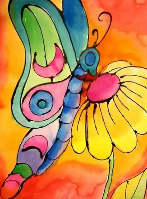 轻嗅花香的小蝴蝶儿童水彩画作品分享水彩蝴蝶绘画步骤图蝴蝶水彩画