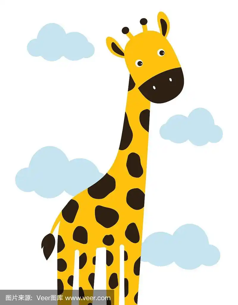 卡通,长颈鹿,可爱的,一个物体,背景分离