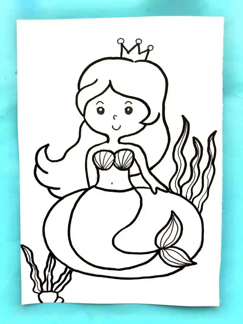 美人鱼简笔画 美人鱼简笔画,可爱的人鱼公主来啦,收藏起来留给宝贝画