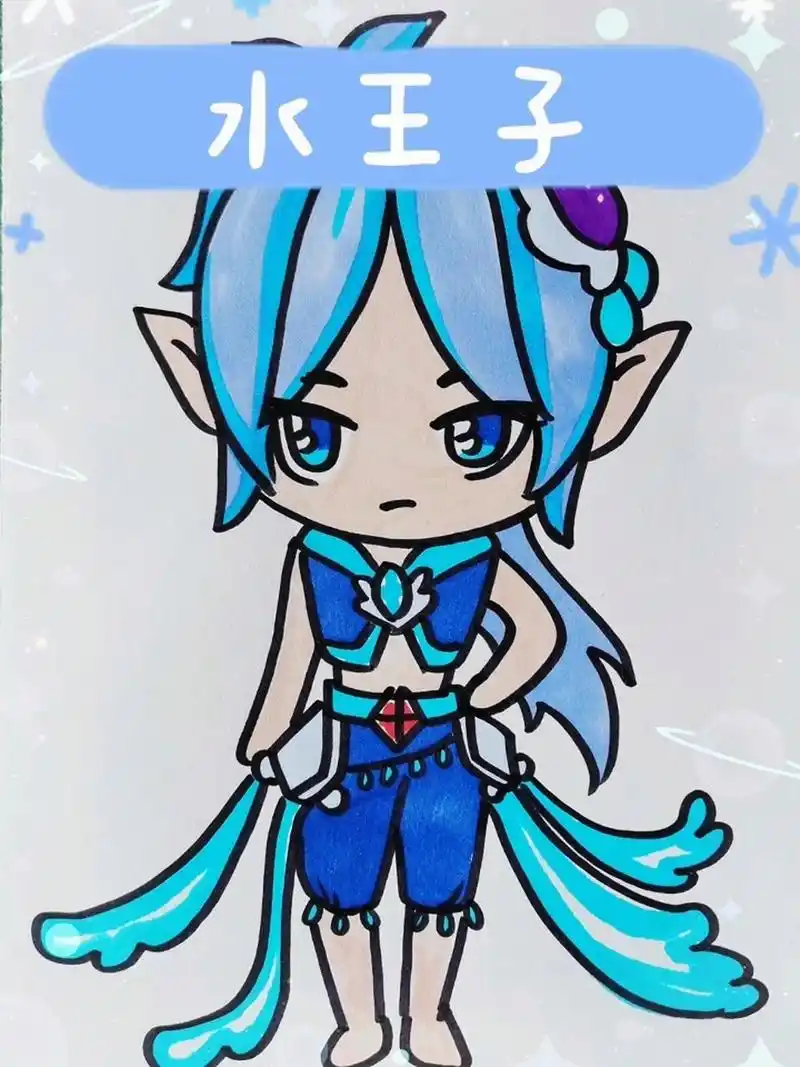 精灵梦叶罗丽水王子简笔画!