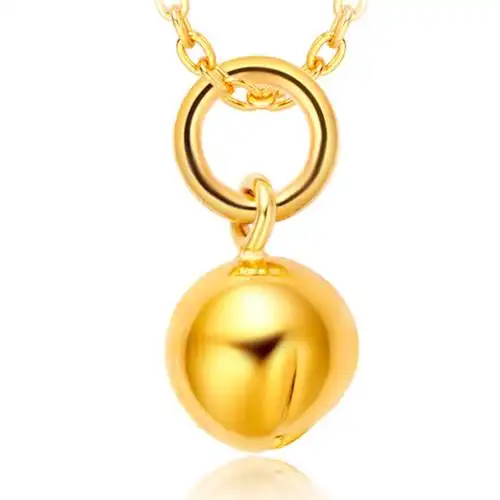 周大福 简约铃铛足金黄金吊坠女士