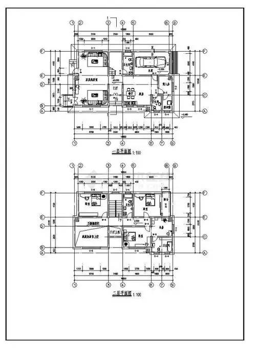别墅设计详图,包含一层平面图,左侧立面图,屋顶排水平面图等,图纸内容