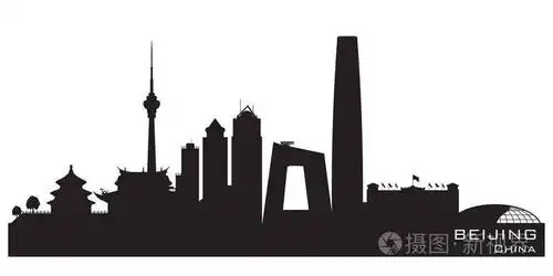 北京中国城市天际线矢量剪影