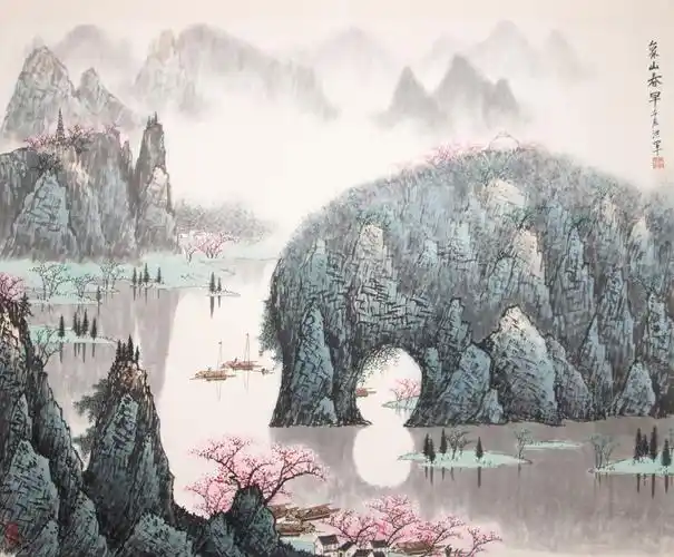 欣赏画家陈洪军笔下山青水秀洞奇石美的桂林风光