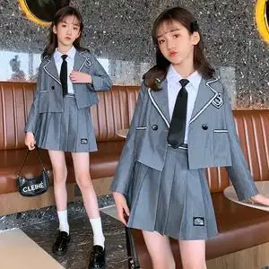 大童女装一米二四五六年级七八九十岁小孩子春衣服西服三件套装裙