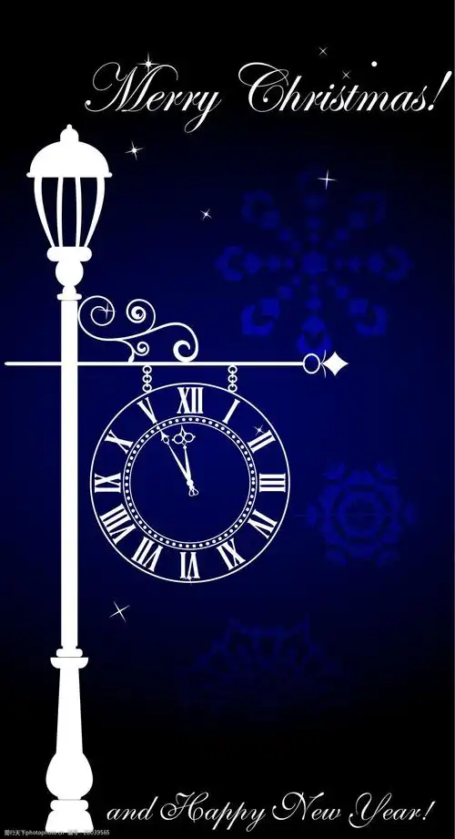 钟表路灯蓝底背景