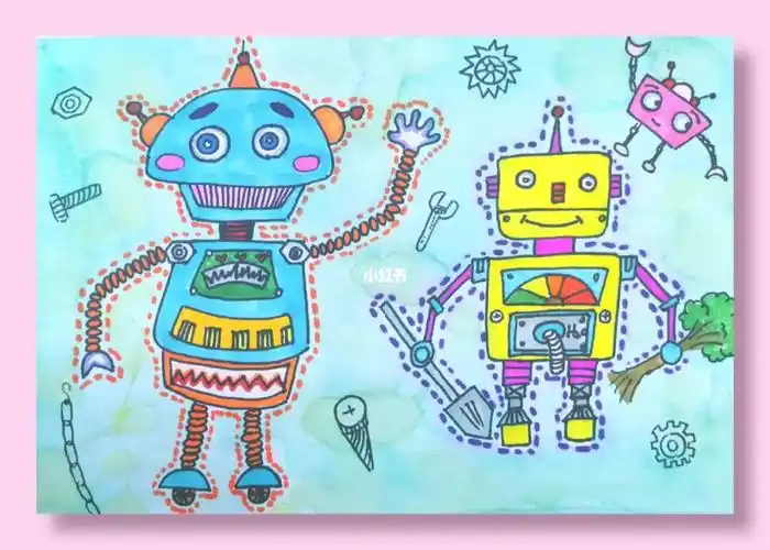 机器人_绘画_手工制作_幼儿园_创意美术_儿童画_教程