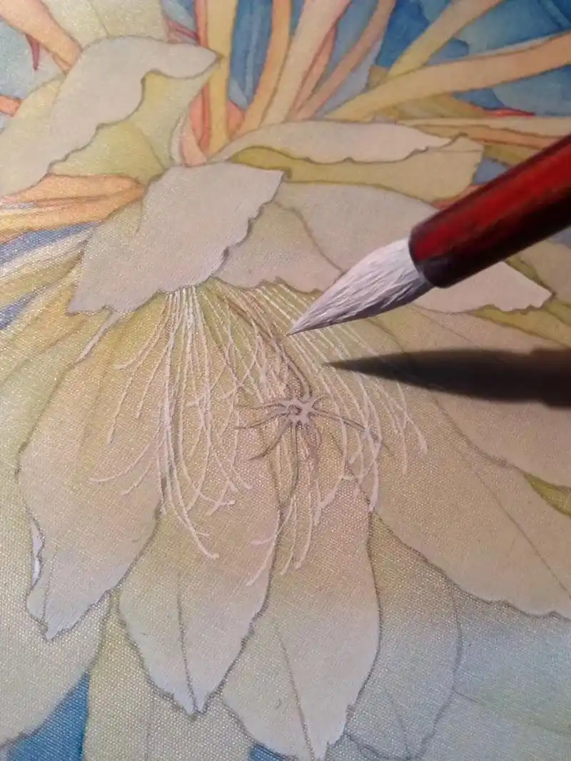 朝露昙花.#线描 #工笔画 #抖出我的艺术 #传统文化 #手 - 抖音