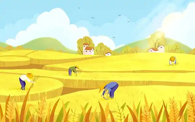 丰收场景卡通插画jpg素材