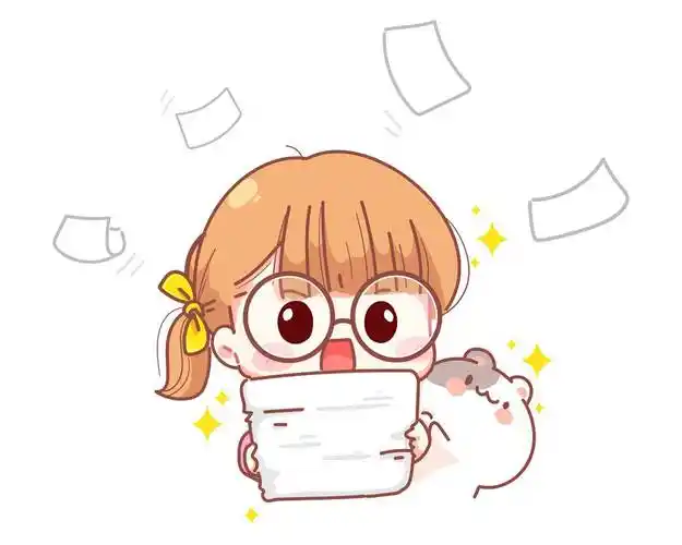 拿着一堆纸的年轻女孩卡通插图