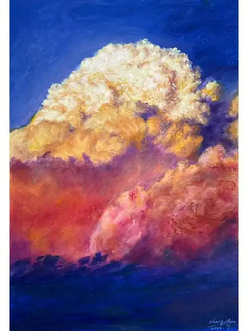 油画棒云游四海作业17北京的火烧云