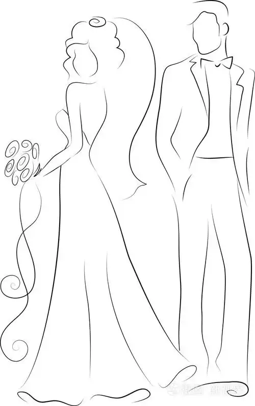 新娘和新郎,背景,婚礼请柬,向量的剪影插画-正版商用图片1cpgur-摄图