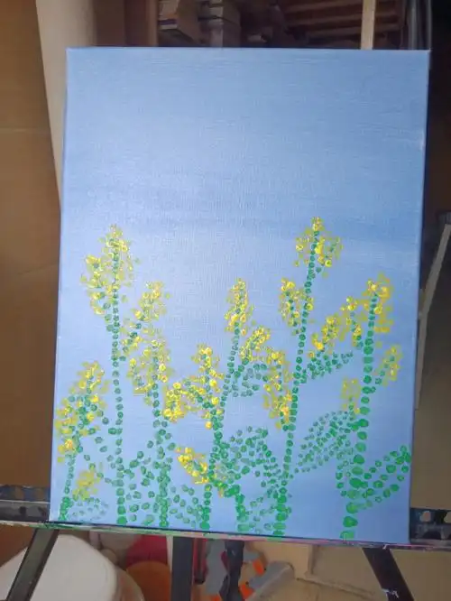 每日一画波点画油菜花