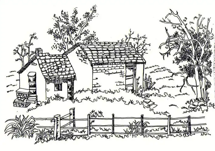 风景速写户外小屋