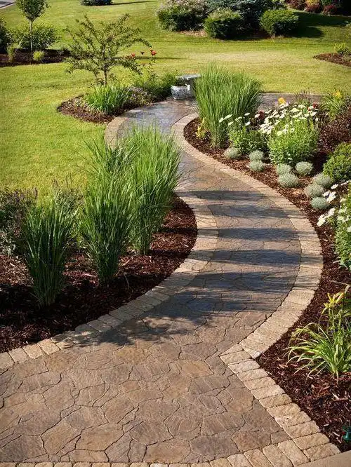 地面铺装效果图)#(景观铺装经典案例分析)#(庭院走道铺装效果图)