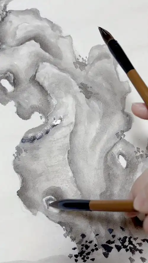 太湖石画法 没骨石头画法 国画花鸟画